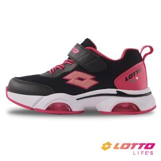 【LOTTO】童鞋 D AIR 輕量雙氣墊跑鞋(黑/桃紅-LT1AKR3831)