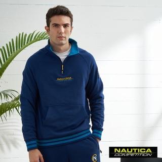 【NAUTICA】COMPETITION男裝運動風立領長袖POLO衫(藍色)