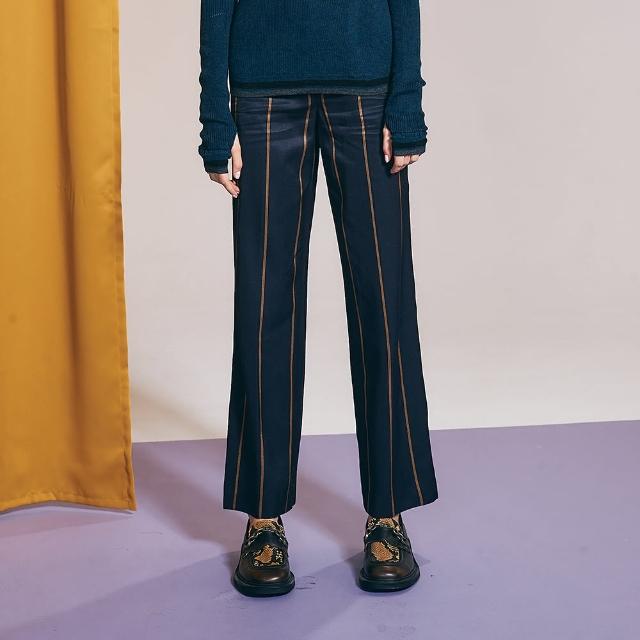 【ICHE 衣哲】Cop.Copine 法國原裝進口金線直紋長褲-紺藍