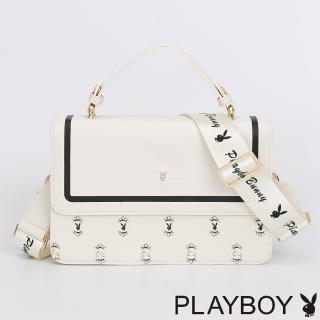 【PLAYBOY】翻蓋斜背包 Play Bunny系列(米白色)