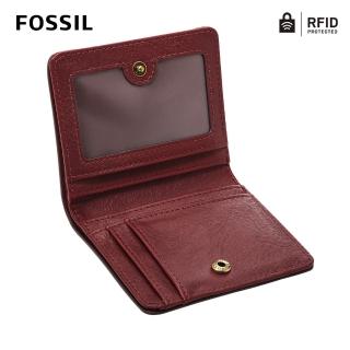 【FOSSIL】Logan 真皮RFID防盜短夾-酒紅色 SL6538609