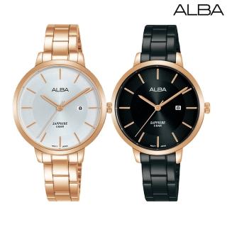 【ALBA】雅柏 三針女漂亮玫瑰金色鋼帶錶32mm(兩色可選 AH7AH8X1黑色/金色AH7AJ2X1)