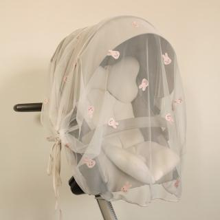 【韓國Chezbebe】粉紅小兔刺繡推車防蚊帳(推車防蚊帳)