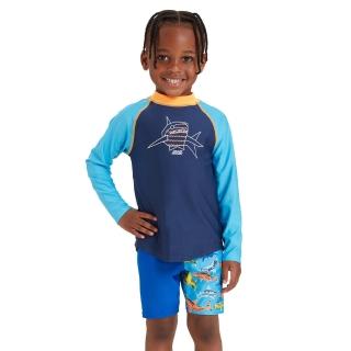 【Zoggs】幼童《鯊魚線條》環保長袖防曬衣(泡湯/溫泉/游泳)