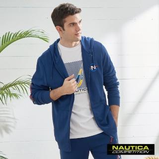 【NAUTICA】COMPETITION素面撞色LOGO刺繡運動外套(藍色)