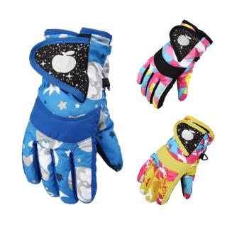 【橘魔法】兒童印花拼接防風防寒防水手套(女童 男童 玩雪 保暖 寒流 童裝)