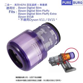 【PUREBURG】適用Dys0n戴森SV18輕量型無線吸塵器Digital Slim Fluffy Extra 副廠更換空氣HEPA集塵濾網