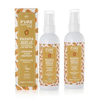 【Pure Papayacare】木瓜嬰兒油含金盞花(2入組 125ml/瓶) 即期品-2027年1月到期
