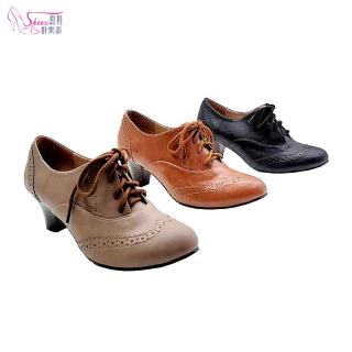 【ShoesClub 鞋鞋俱樂部】MIT復古雕花中跟牛津鞋