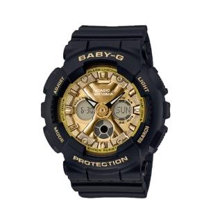 【CASIO 卡西歐】BABY-G 指針及液晶雙顯系列/43mm/黑x金(BA-130-1A3)