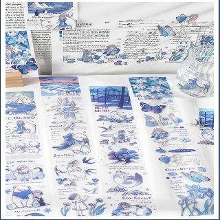 【德德小品集】PET貼紙 藍朋友系列(狐狸森林北極環球 鳶尾夢鄉 冰川友誼)