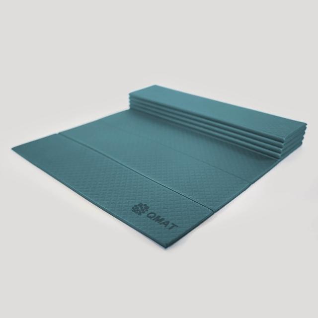 【QMAT】台灣製6mm折疊瑜珈墊(贈束口收納網袋 多色可選 雙面雙壓紋皆可使用)