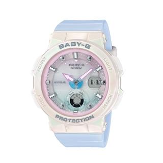 【CASIO 卡西歐】BABY-G 海洋風格系列/霓虹照明/41mm/白x紫(BGA-250-7A3)
