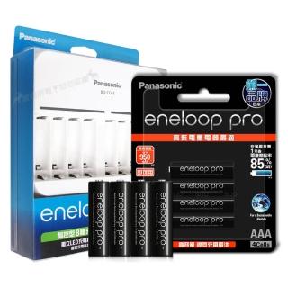 【Panasonic 國際牌】智控型8槽急速充電器+eneloop PRO 黑鑽款低自放充電電池(4號8入充電組)