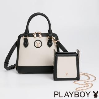 【PLAYBOY】貝殼包附長背帶 Eternal黑白永恆系列(黑白色)