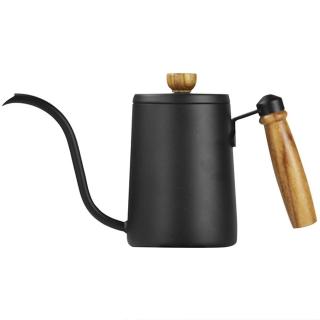 【PUSH!】餐具用品不銹鋼手沖咖啡壺細口長嘴木柄壺垂直流水掛耳(咖啡壺600ml E174)