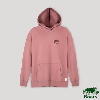 【Roots】Roots 女裝- 經典海狸LOGO男友版型連帽上衣(玫瑰色)