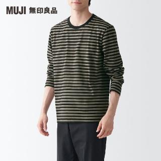 【MUJI 無印良品】男有機棉水洗天竺橫紋圓領長袖T恤(共3色)