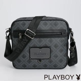 【PLAYBOY】方型斜背包 Puzzle系列(灰色)