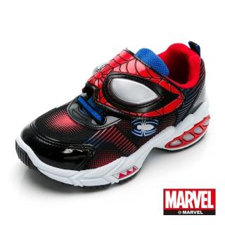 【Marvel 漫威】童鞋 蜘蛛人 電燈運動鞋/抗菌 輕量 透氣 正版台灣製(MNKX11212黑紅)