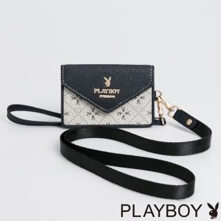 【PLAYBOY】證件套-附頸掛繩與手挽帶 Dreamer藍色夢想家系列(米白色)