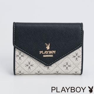 【PLAYBOY】三折式短夾 Dreamer藍色夢想家系列(米白色)