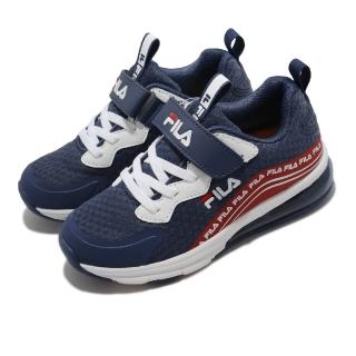 【FILA】休閒鞋 J405W 魔鬼氈 包覆 童鞋 斐樂 透氣 緩震 康特杯 支撐 中大童 藍 紅(3J405W321)