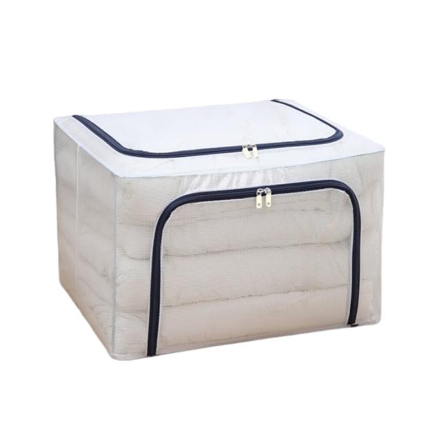 【樂邦】4入/100L雙開口PVC鋼架衣服收納箱(收納箱 衣物收納 棉被收納 摺疊收納箱 整理箱)