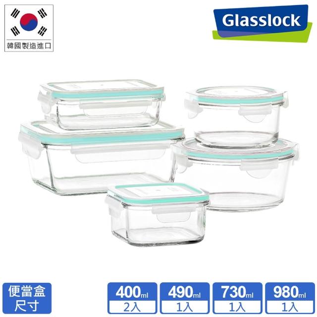 【Glasslock】韓國製強化玻璃微波保鮮盒 - 經典款4件/5件組(多款任選)