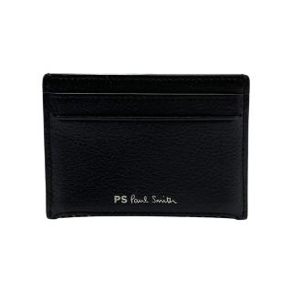 【Paul Smith】彩色條紋飾邊牛皮卡片夾(黑)