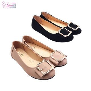 【ShoesClub 鞋鞋俱樂部】百搭麻花金扣平底娃娃鞋 女鞋 019-1813
