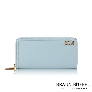 【BRAUN BUFFEL 德國小金牛】台灣總代理 索內特 8卡拉鍊長夾-藍色(BF684-601-BL)