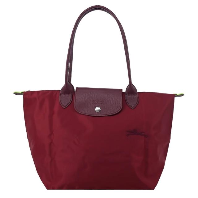 【LONGCHAMP】LE PLIAGE GREEN系列刺繡長把再生尼龍摺疊水餃包(中/多色選)