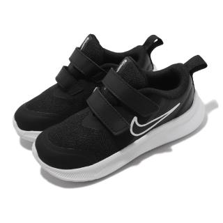 【NIKE 耐吉】慢跑鞋 Star Runner 3 TDV 童鞋 經典款 魔鬼氈 舒適 透氣 運動 小童 黑 白(DA2778-003)