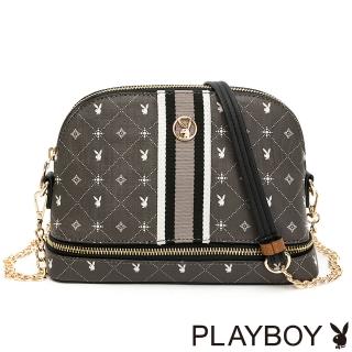 【PLAYBOY】鍊帶貝殼包 復刻摩登黑晶兔2.0系列(深灰色)