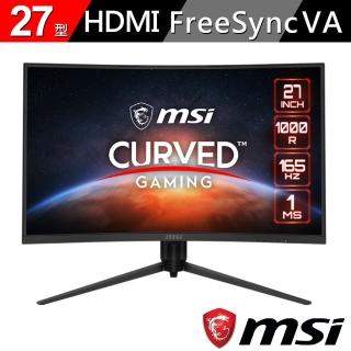 【MSI 微星】Optix G271CQP 27型 WQHD 1000R曲面電競螢幕(27型/WQHD/165Hz/1ms/VA)