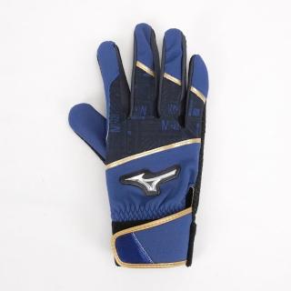 【MIZUNO 美津濃】Mizuno 打擊手套 左打者用 運動 訓練 棒球 透氣皮革 耐用 美津濃 藍金(1ETEA21127)