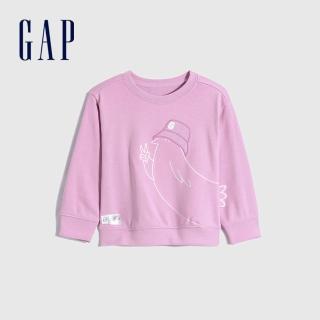 【GAP】女幼童 可愛互動趣味柔軟休閒上衣(831037-粉色)