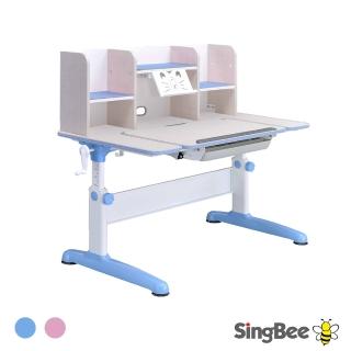 【SingBee 欣美】巧學兒手搖式U型桌+120桌上書架(兒童成長桌椅/學習/台灣製/可調式升降/人體工學)