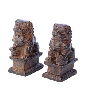 【十方佛教文物】鎮宅祥獅{土沉木雕}平安吉祥 1對(平安吉祥如意)