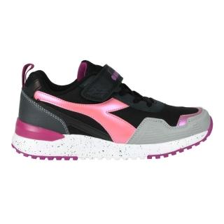 【DIADORA】22.5-24.5CM_女大童戶外野趣越野鞋-超寬楦-慢跑 運動 童鞋 防潑水 炫彩反光 黑粉紫(DA11067)