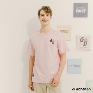 【Hang Ten】男裝-厚磅COMFORT FIT舒適主題印花T恤(粉)