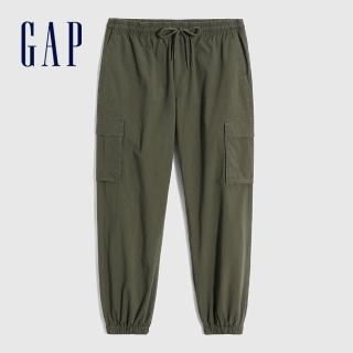 【GAP】男裝 輕透氣系列 工裝口袋束口休閒褲(808317-軍綠色)