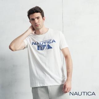 【NAUTICA】男裝 旗語LOGO圖騰短袖T恤(白色)