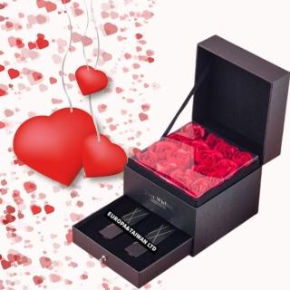 【EU CARE】情人節玫瑰花束永生花雙層口紅禮盒/情之所鍾心之所賜/情人節/結婚紀念日必備