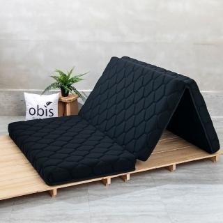 【obis】鑽黑折折-Oreo超舒適極厚泡棉折疊床墊(單人加大3.5×6.2尺雙層複合EPE環保材質三折好收納)