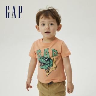 【GAP】男幼童 布萊納系列 Logo純棉印花短袖T恤(833341-粉橘色)