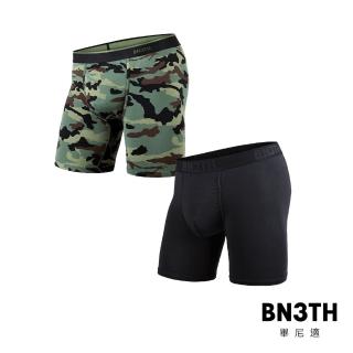 【BN3TH 畢尼適】經典貼身長版男四角褲兩件組(瞬黑+迷彩綠)