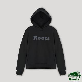 【Roots】Roots 女裝- 自然探索系列 環保矽膠LOGO連帽上衣(黑色)