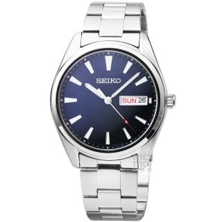 【SEIKO 精工】精工藍寶石石英鋼帶中型錶-藍(SUR347P1)